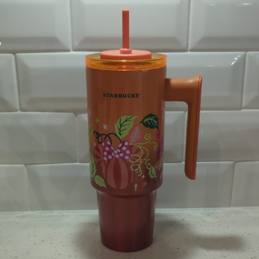 Starbucks Festive Orange and Pink Tumbler with Handle Park Days And Lattes 2025